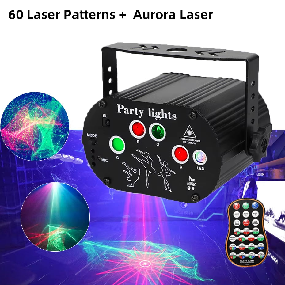RGB Mini DJ Disco Laser Light Projector USB Rechargeable LED UV Sound Strobe Stage Effect Wedding Xmas Holiday Party Lamp