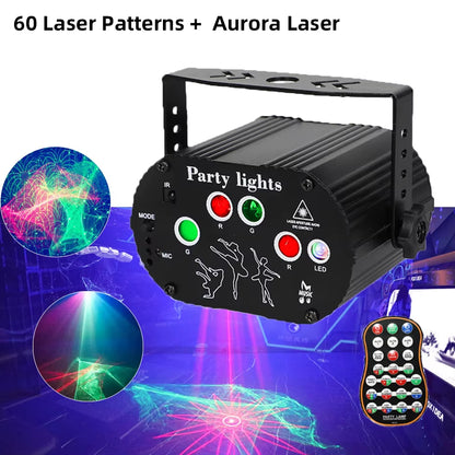 RGB Mini DJ Disco Laser Light Projector USB Rechargeable LED UV Sound Strobe Stage Effect Wedding Xmas Holiday Party Lamp