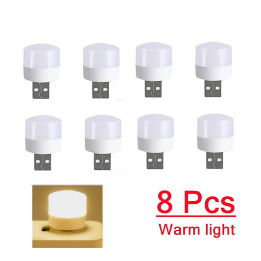 8 Pcs Mini Portable USB LED Lamp 5V 1.2W Super Bright Book Light Reading Lamp for Power Bank PC Laptop Notebook Night Light