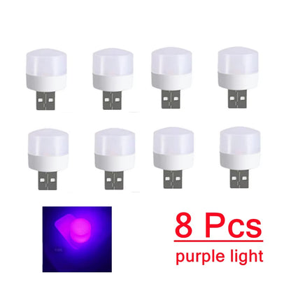 8 Pcs Mini Portable USB LED Lamp 5V 1.2W Super Bright Book Light Reading Lamp for Power Bank PC Laptop Notebook Night Light