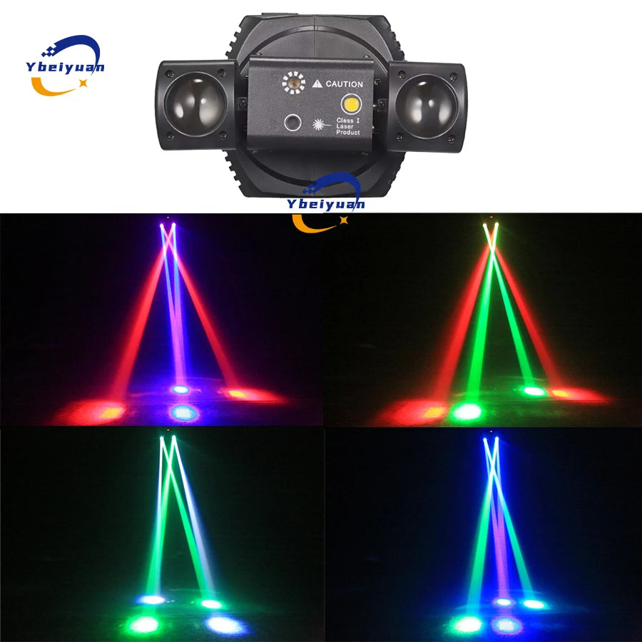 New LED Rotating Laser Beam Strobe 3-In-1 Disco Light DMX512 DJ Bar Club Party Wedding Christmas Effect Stage Light