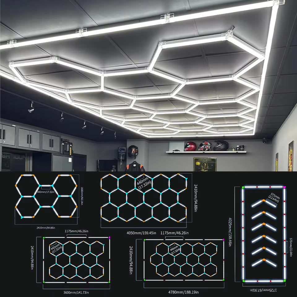 Tax Excluded, Add at Checkout If Applicable ; Extra 1% off with Coins Garage Lights Hexagon Lamp 110-240V LED Tube Honeycomb Bar