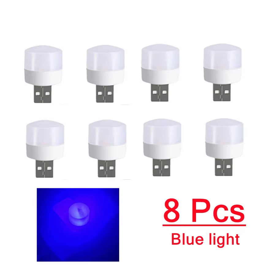 8 Pcs Mini Portable USB LED Lamp 5V 1.2W Super Bright Book Light Reading Lamp for Power Bank PC Laptop Notebook Night Light
