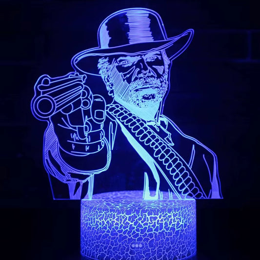 Red Dead Redemptions 2 Game Figure Arthur Morgan Lamp Led RGB Night Light Cool Gift Friend Gaming Room Table Colorful Decoration