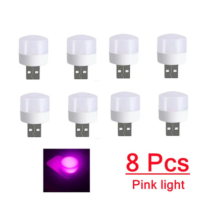 8 Pcs Mini Portable USB LED Lamp 5V 1.2W Super Bright Book Light Reading Lamp for Power Bank PC Laptop Notebook Night Light
