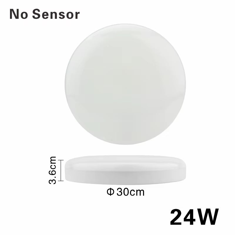 LED Ceiling Light 12W 24W PIR Motion Sensor Modern Lamp Surface Mounted Auto Smart Sounds Control AC 220V round Panel Light