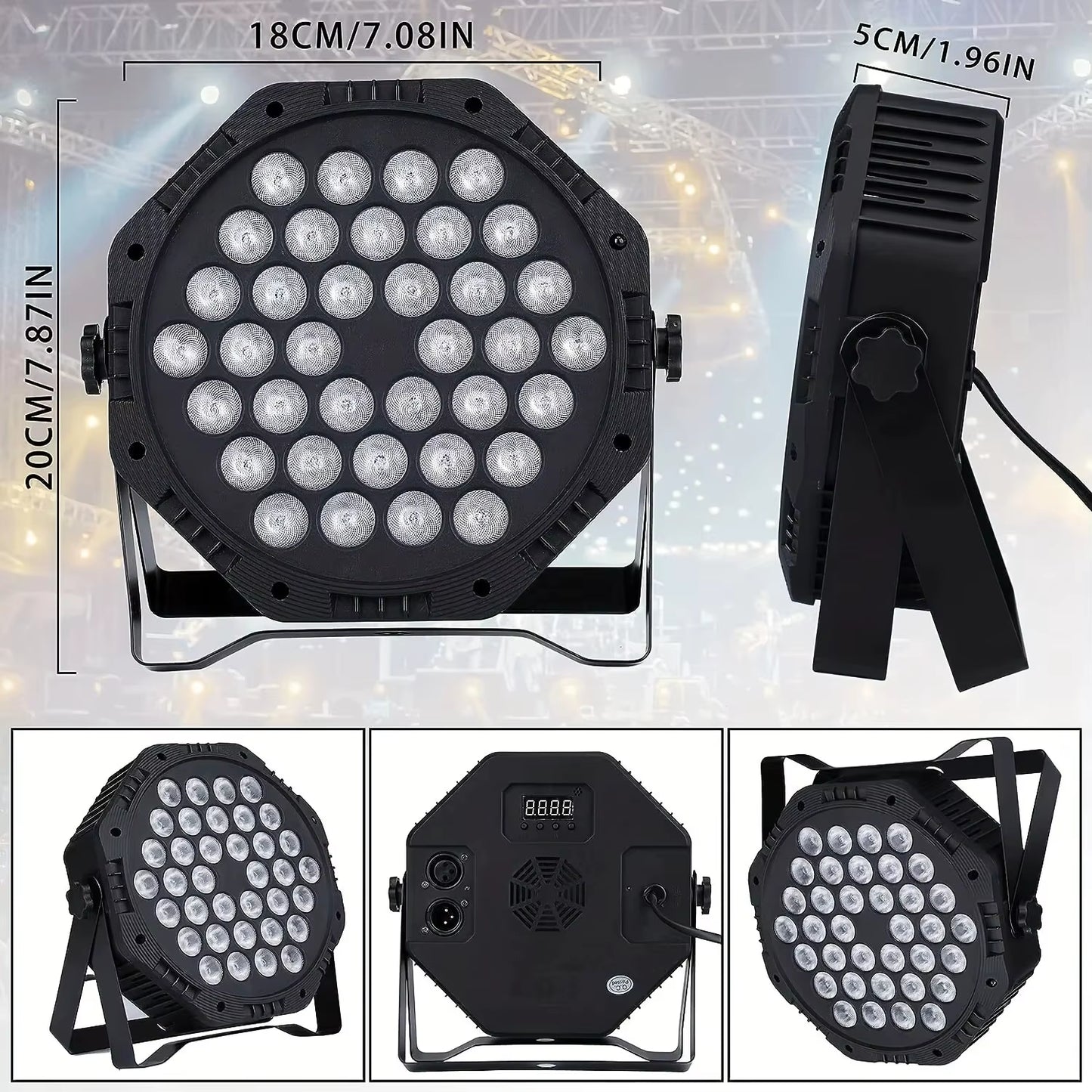 RGB LED Stage Light 36LED DMX512 Sound Activated Par Lighting Strobe Disco DJ Uplight Party Wedding Christmas Club Event EU Plug