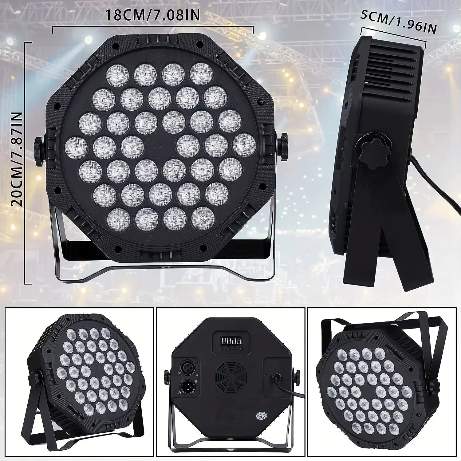 RGB LED Stage Light 36LED DMX512 Sound Activated Par Lighting Strobe Disco DJ Uplight Party Wedding Christmas Club Event EU Plug