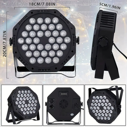 RGB LED Stage Light 36LED DMX512 Sound Activated Par Lighting Strobe Disco DJ Uplight Party Wedding Christmas Club Event EU Plug