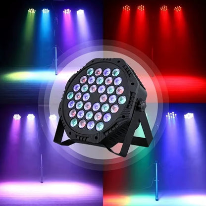 RGB LED Stage Light 36LED DMX512 Sound Activated Par Lighting Strobe Disco DJ Uplight Party Wedding Christmas Club Event EU Plug