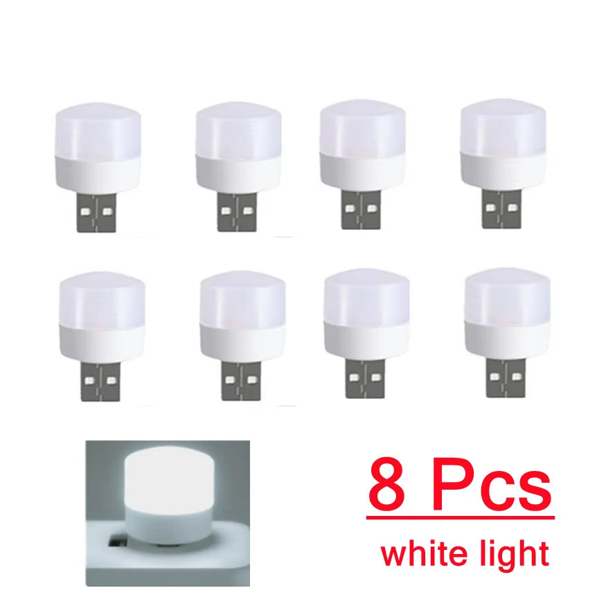 8 Pcs Mini Portable USB LED Lamp 5V 1.2W Super Bright Book Light Reading Lamp for Power Bank PC Laptop Notebook Night Light
