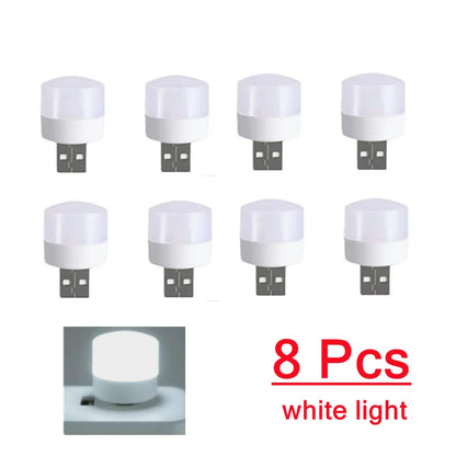 8 Pcs Mini Portable USB LED Lamp 5V 1.2W Super Bright Book Light Reading Lamp for Power Bank PC Laptop Notebook Night Light