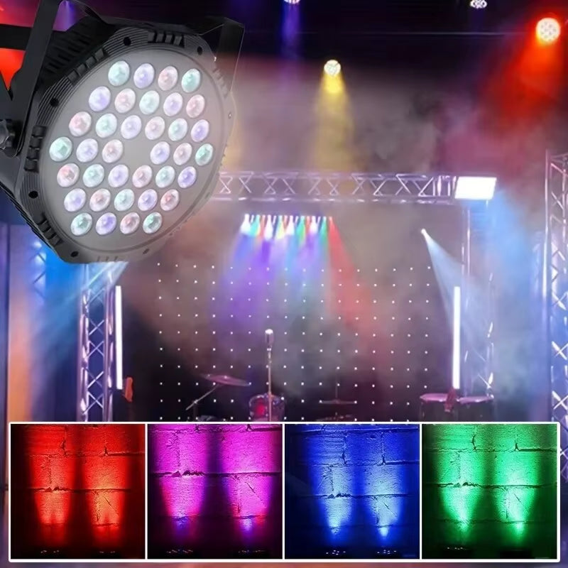 RGB LED Stage Light 36LED DMX512 Sound Activated Par Lighting Strobe Disco DJ Uplight Party Wedding Christmas Club Event EU Plug