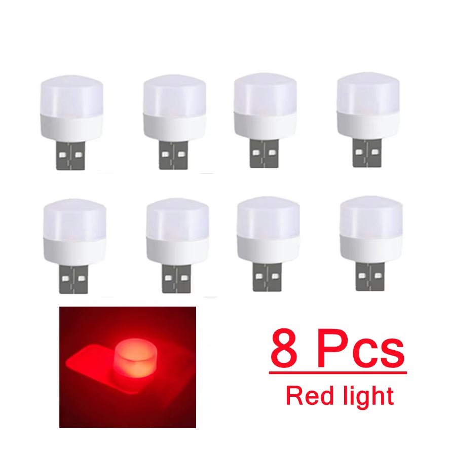 8 Pcs Mini Portable USB LED Lamp 5V 1.2W Super Bright Book Light Reading Lamp for Power Bank PC Laptop Notebook Night Light