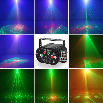 RGB Mini DJ Disco Laser Light Projector USB Rechargeable LED UV Sound Strobe Stage Effect Wedding Xmas Holiday Party Lamp